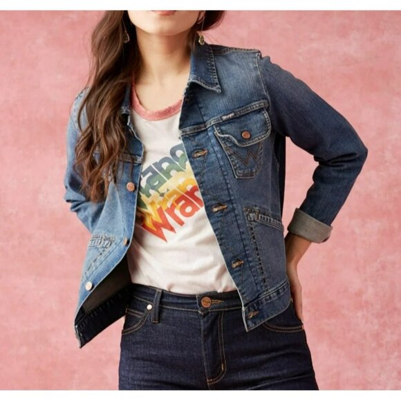 Wrangler Modcloth Jean Jacket Dependable Denim Blue Womens S Vintage Style - Picture 1 of 12